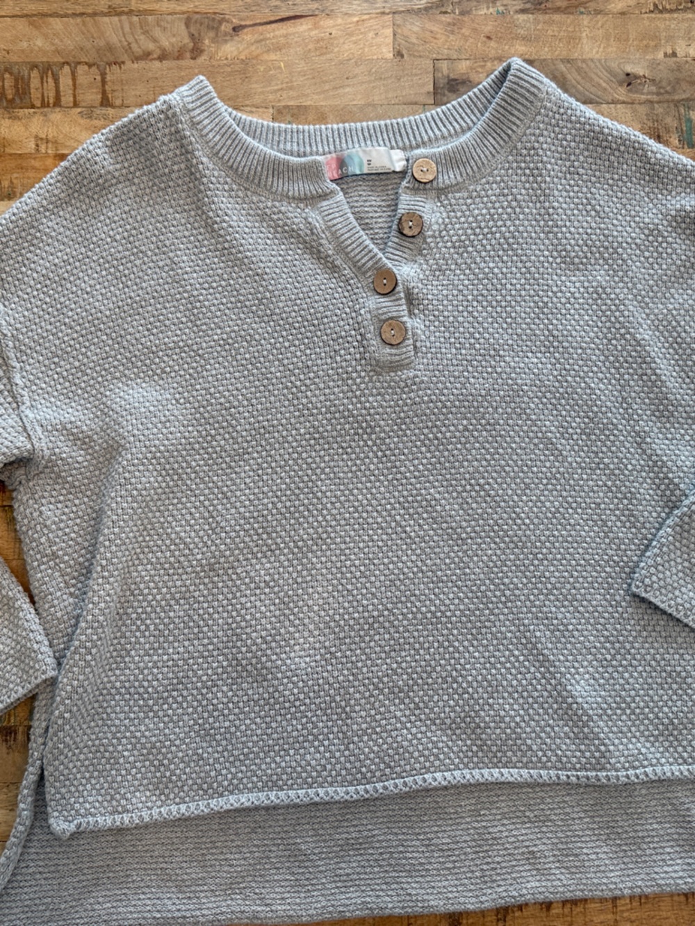 FP Beach Hailee Sweater XS Gray Waffle Knit Henley
3/4 Sleeve Oversized Cozy